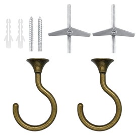diplambr Swag Hook Heavy Duty Ceiling Hook with Hardware for Ceiling Installation Cavity Wall Fixing Hanging Plants Chandeliers Wind Chimes etc. Indoor&Outdoor (2, Antique Brass)