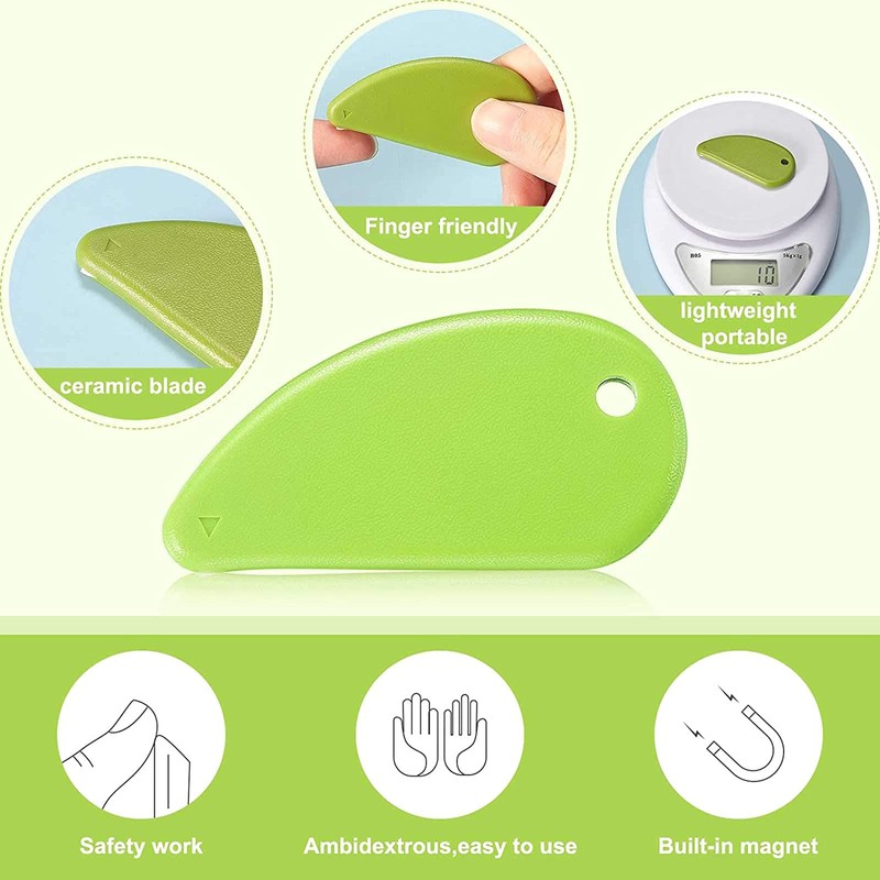 Ceramic Safety Cutter Green Pink White and Gray Fixed Box