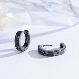 Black Hoop Earrings for Men Women 925 Sterling Silver Hypoallergenic Abalone Shell 15mm Huggie Earrings Punk Gothic Jewelry Gifts for Sensitive Ears Birthday