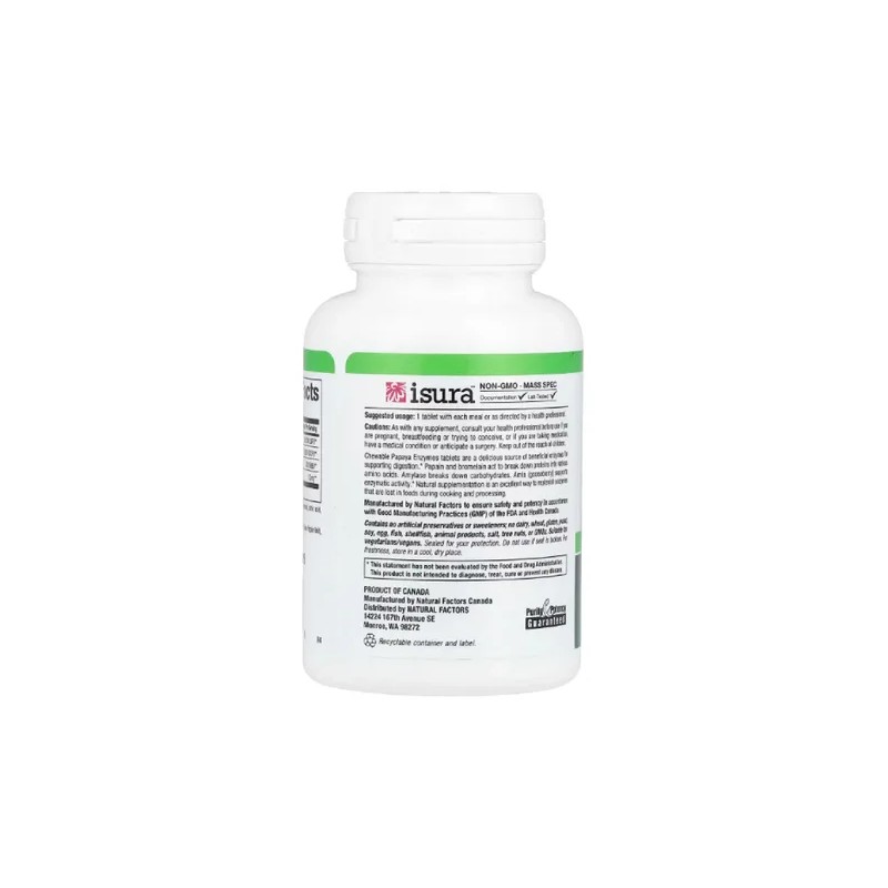 Natural Factors Enzimas De Papaya 60 Comprimidos Sfn