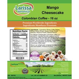 Mango Cheesecake Colombian Coffee (Gourmet, Naturally Flavored, Whole Coffee Beans) (16 oz, ZIN: 564192) - 3 Pack