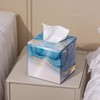 Timetrace Glass Tissue Box Cover Square-Marble Pattern Decorative Tissue Holder