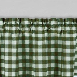 lovemyfabric Poly Cotton Gingham Checkered Plaid Design Kitchen Curtain Valance Window Treatment (58"x24", Hunter Green)