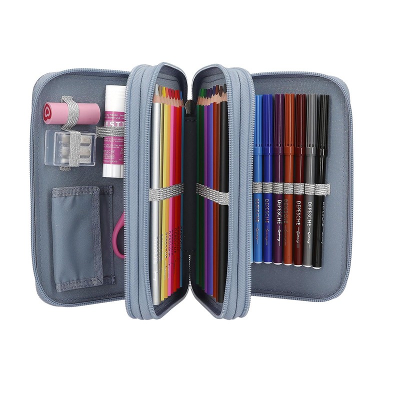 Depesche 13149 TOPModel Wolf-Filled 3-Compartment Pencil Case in Dark Blue,
