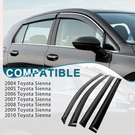 Window Visors Rain Guards Compatible with 2004-2010 Toyota Sienna,Acrylic Window Vent Guard Shade Deflectors for Cars, Tape-On Vent Visors 4PC Set, Slim Style