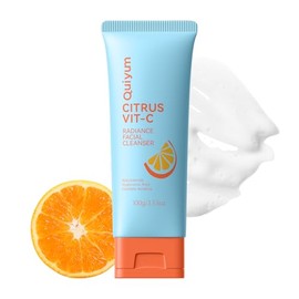 QUIYUM Limpiador facial de vitamina C cítrica, lavado facial suave con niacinamida, ácido hialurónico, limpia, hidrata, refresca, lavado facial, remov