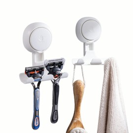 TAILI Razor Holder for Shower 2 Pack, Suction Hooks Shower Razor Holder, Vacuum Suction Cup Razor Holder for Towel Loofah Sponge, Waterproof Hooks for Kitchen Bathroom