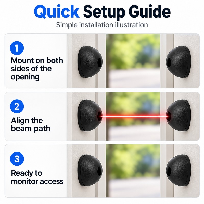 Single-Beam Infrared Sensor for Gates & Doors – Anti-Glare Outdoor