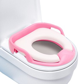 EUBSWA Children's Toilet Seat Potty Training Universal Toilet Seat Toilet Trainer Toilet Training Seats with Soft Cushion Safety Handles for Boys and Girls from 1-7 Years (Pink)