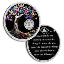 5 Month Sobriety Coin Butterfly Tree of Life AA Chips and Medallions,Sobriety Recovery Chip Sober Token Sobriety Gifts for Men Women Celebrating Alcoholics Anonymous Recovery