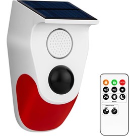 Solar Warning Light, 1 Pack, Outdoor, Waterproof, Solar Charging, Security Alarm, Motion Sensor, LED Flash, 129 dB Siren Sound, IP65 Waterproof, Charging, 3 Modes, 3 Levels of Volume Control, Strobe