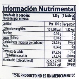 Calcio 600 Mg Y Vitamina D3 400 Ui (60 Caps) Naturalhealth Sabor CALNAT D3