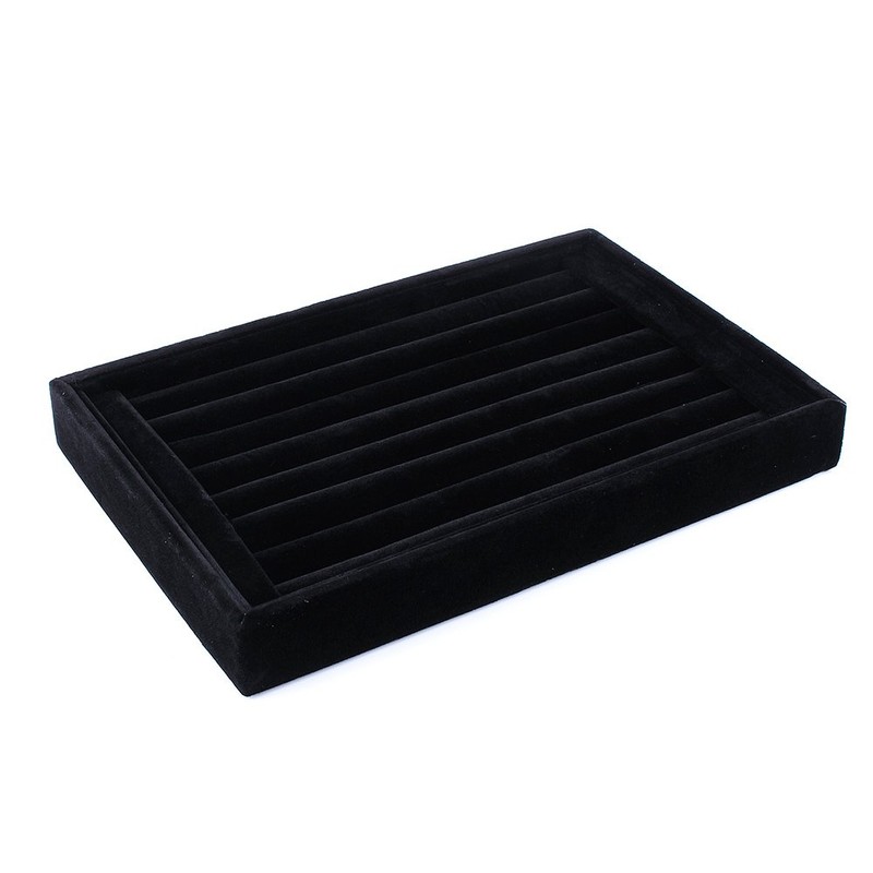 Velvet 7 Slots Ring Tray, Walfront Portable Earrings with Ring