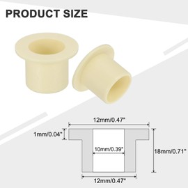 sourcing map 8Pcs Flanged Sleeve Bearing, Plastic Bushing ID 10mm x OD 12mm x Length 12mm POM Bushing, Yellow