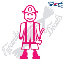 Eyecandy Decals Stick Family Man FIRE Fighter Player 5" HOT Pink Decal Sticker