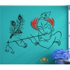 Heaven Decors Krishna with Flute Black Vinyl Wall Sticker Size