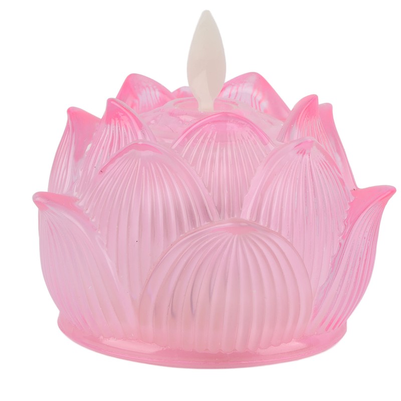 LED Flower Lamp Imitation Glass Yellow Light Electronic Candle Lotus