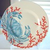 222 Fifth Coastal Life Grenada Blue Salad Plate, Crab