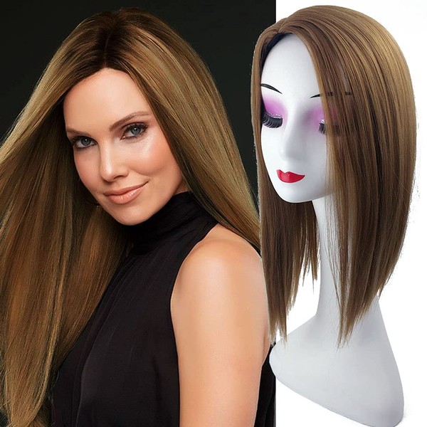 Left Part Silk Straight Clip in Hairpiece Natural Mixture Snythetic