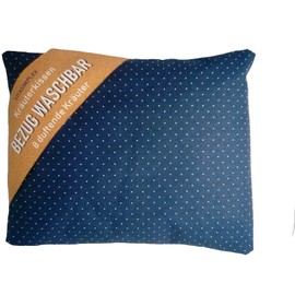 VITASIMPLEX Herb Cushion with 8 Different Medicinal Herbs such as Hops, Melissa, Fennel, Mint, Rose Petals, Lavender, Hyssop, Quendel, Washable Cover, Motif 305 (Dark Blue with Pkt) Approx. 20 x 24 cm