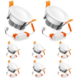 2 Inch LED Recessed Lighting Dimmable Downlight, 3W(35W Halogen Equivalent), 6500K Daylight White, CRI80, LED Ceiling Light with LED Driver for Living Room Hallway Stairwell Museum Showroom, 8 Pack