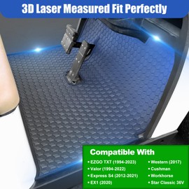 EZGO TXT Golf Cart Floor Mat, Upgraded Non-Slip Improved Full Coverage Liner Mats Unique with 8mm Thickness Rubber, Fits for EZGO TXT (1994+), EX1 (2020), Valor, Cushman Workhorse & Express S4