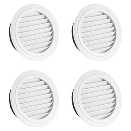 GIONAR Air Vent Grille Plastic Round Air Vent 100mm White Interior Ventilation with Slanting Blades for Bathroom Office Kitchen