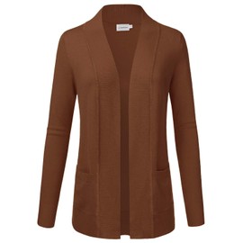 JJ Perfection Casual Open Front Knit Cardigan Long Sleeve with Side Pockets Basic Sweater Jackets for Womens with Plus Size