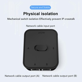 Gigabit Network Switch, RJ45 CAT6 2 Ports Network Switch Splitter Selector Hub Support 2 in 1 Out or 1 in 2 Out, RJ45 Splitter Selector Switch Home Network Hub, Plug and Play