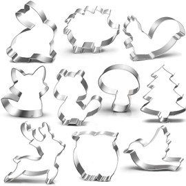 Cookie Cutters Forest Animals Set of 10 Squirrel, Mushroom, Bird, Rabbit, Hedgehog, Tree, Deer, Fox, Owl, Autumn Fondant Biscui Cookie Cutter
