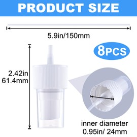 DAZEBRA 8pcs Spray Bottle Top, Fine Mist Nozzle Sprayer Caps, Sprayer Pump Replacement with 5.9" Plastic Dip Tube for Cleaning Solutions Perfumes- White
