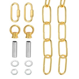 YOKIVE 1Set Lighting Chain Link, 10 Feet Metal Chandelier Chain Fixture Extension 65Lb Maximum Weight with Lock Great for Pendant Hanging Swag Light, Gold