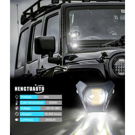 4-Pack Triangle Led Spotlights 120W 10800LM with Dual pods JK A-Pillar Windshield Hinge Mounting Brackets 1 Drag 4 Waterproof Wire Harness Flashing Switch Kit, for 2007-2017 Wrangler JK/JKU 2DR 4DR