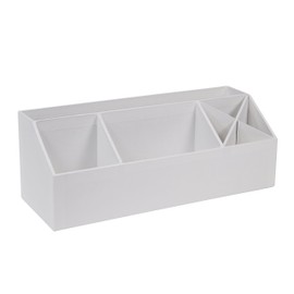 Bigso Box of Sweden Schreibtisch Organizer mit 4 Fächern – Ordnungssystem für Zettel, Büroklammern, Stifte usw. – Sortierkasten aus Faserplatte und Papier in Leinenoptik (Weiß)