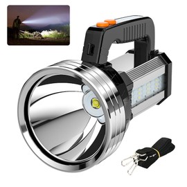 Masmejor Rechargeable LED Flashlight, Led Camping Lantern Portable Camping Flashlight 2000LM, 6 Light Modes, Rechargeable Spotlight 10000mhA, IPX4 Waterproof Searchlights for Emergency, Power Outages