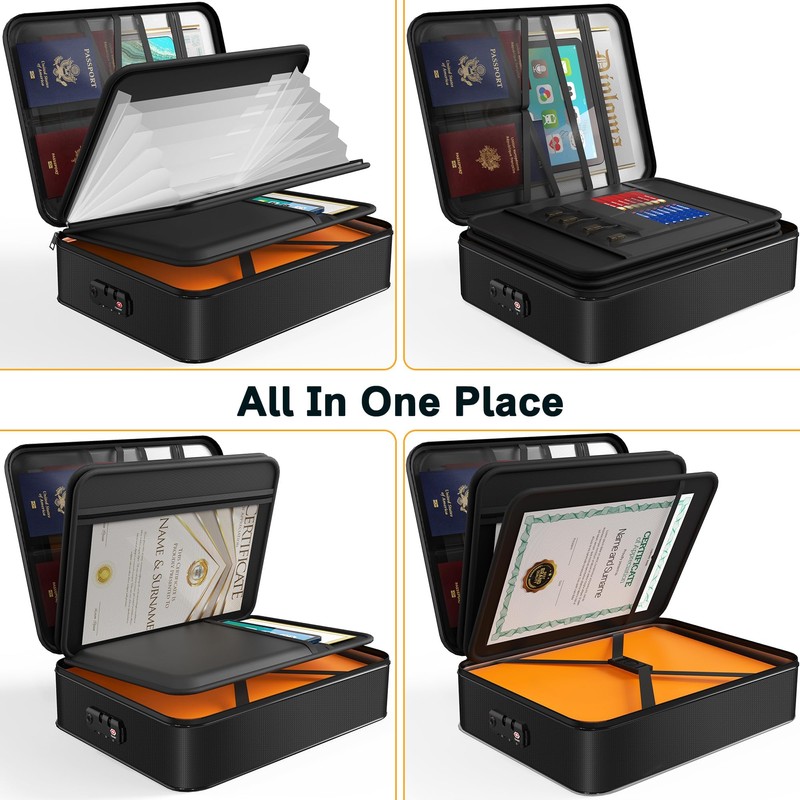 Noiposi Document Organizer with 5200℉ Heat Insulated,15.0"x11.0"x4.3" Water Resistant and