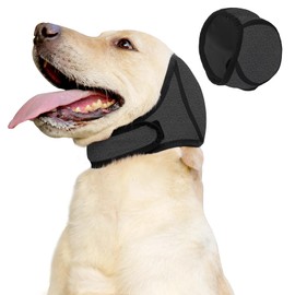Dog Snood Swim Ear Protectors, Comfort Dog Ear Muffs Noise Protection, Waterproof Adjustable Cat Ear Shower Wrap, Pet Snood Ear Covers for Anxiety Relief,Swimming,Grooming (Gray, L)