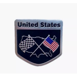 USA 2 PACK 3D Metal United States Racing American Flag Sticker Decal Truck Car Boat