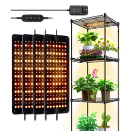 Barrina Grow Lights Panel for Indoor Plants, 40W (4 x 10W), Full Spectrum, Ultra-Thin, with 3/6/12H Auto On/Off Timer, 8 Dimmable Levels, 3 Spectrum Modes, for Greenhouse, Seedlings, 4-Pack