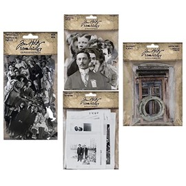 Tim Holtz Idea-Ology 2022 Paper Dolls Portraits, Mini Paper Dolls, Snapshots and Window Frames - 221 Pieces, Bundle of 4 Packages (TH94233, TH94234, TH94235, TH94248)