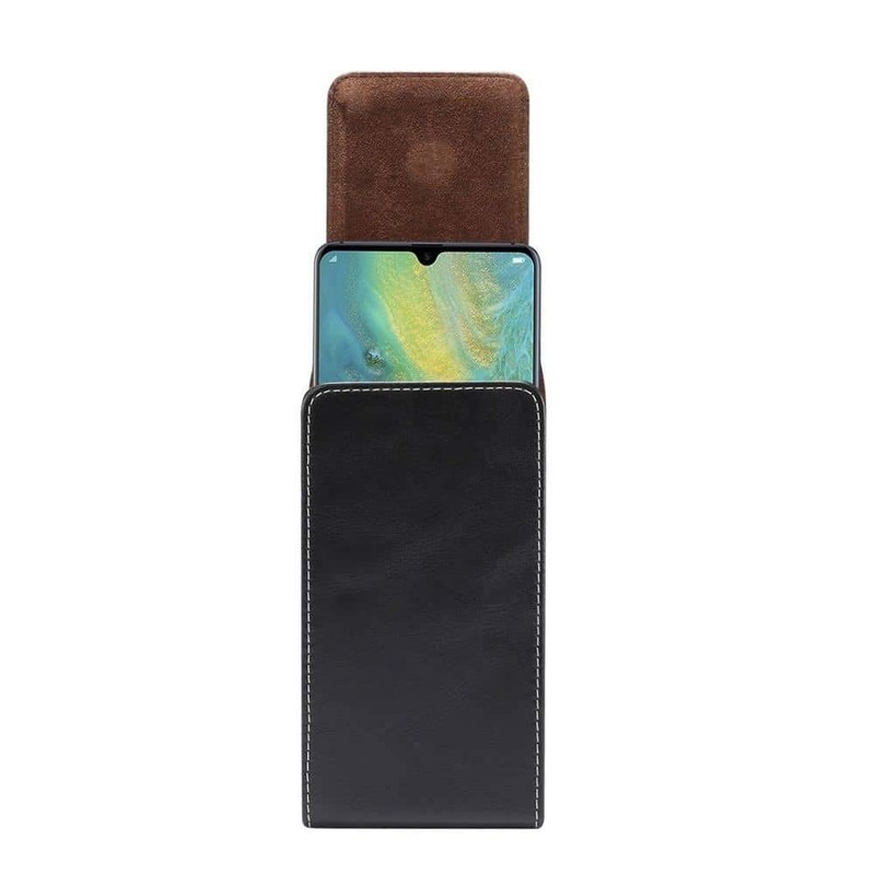 DFV mobile - Vertikale Ledertasche mit Gürtelschlaufe für Motorola Moto