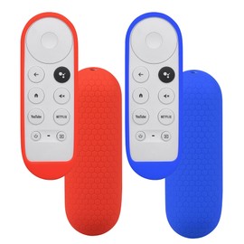 2Pack Remote Cover for Chromecast with Google TV Voice Remote, Chromecast TV Remote Cover, Google TV Remote Cover, Protective Remote Case for Google Chromecast TV 2020 Voice Remote - Red Dark Blue