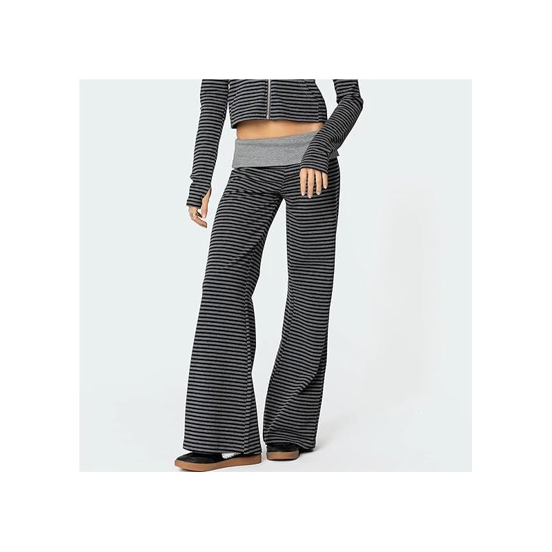 NZNDSHD Fold Over Yoga Pants for Women Low Rise Straight