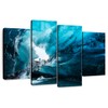 Elephant Stock - Vatnajokull Glacier Exploration Wall Art - Horizontal Multi Panel Canvas - 4 Piece Living Room Wall Decor - Photography Nature Multi Piece Wall Art - Teal And Blue Decor - 24" x 14"
