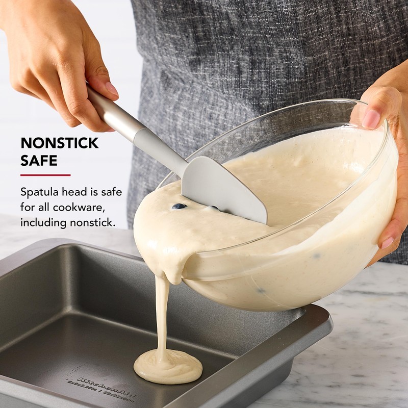 KitchenAid Spoon Spatula with Curved Edges and Stainless Steel Handle,