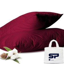 Youth Toddler Travel Pillow case Set of 2, Small Pillow case Cover 100% Egyptian Cotton Decorative Mini Pillow case 500 TC Pillow case with Zipper Closure Toddler 16X22 Inch Burgundy