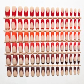 SXC Cosmetics X-Pro Tips French Tip Press on Nails – French Red Edition (RED120KIT-M Coffin)