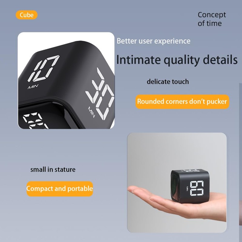 EooCoo Stylish Digital Timer, Creative Cube Rotation Timer 5/10/30/60 Minutes,