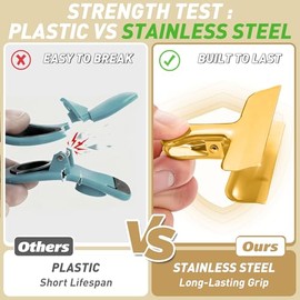 Funfery - Paquete de 24 clips de acero inoxidable de 3 pulgadas con chip dorado, clips de bolsa fuertes para paquetes de alimentos, clip de metal para cocina para aperitivos, hogar y oficina, papel