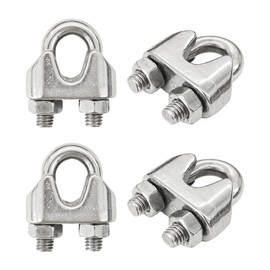Runseaway 4PCS 5/16 Inch M8 Stainless Steel Wire Rope Cable Clip Clamp, 304 Corrosion-Resistant Wire Rope Clamps for Rigging, Securing Loads, Hanging Banners